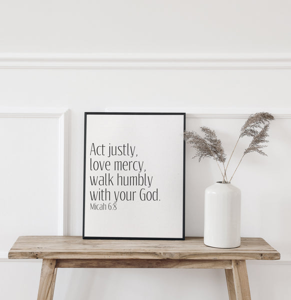 act justly, love mercy, walk humbly/Micah 6:8/wall art/canvas print/canvas wall art/wall decor