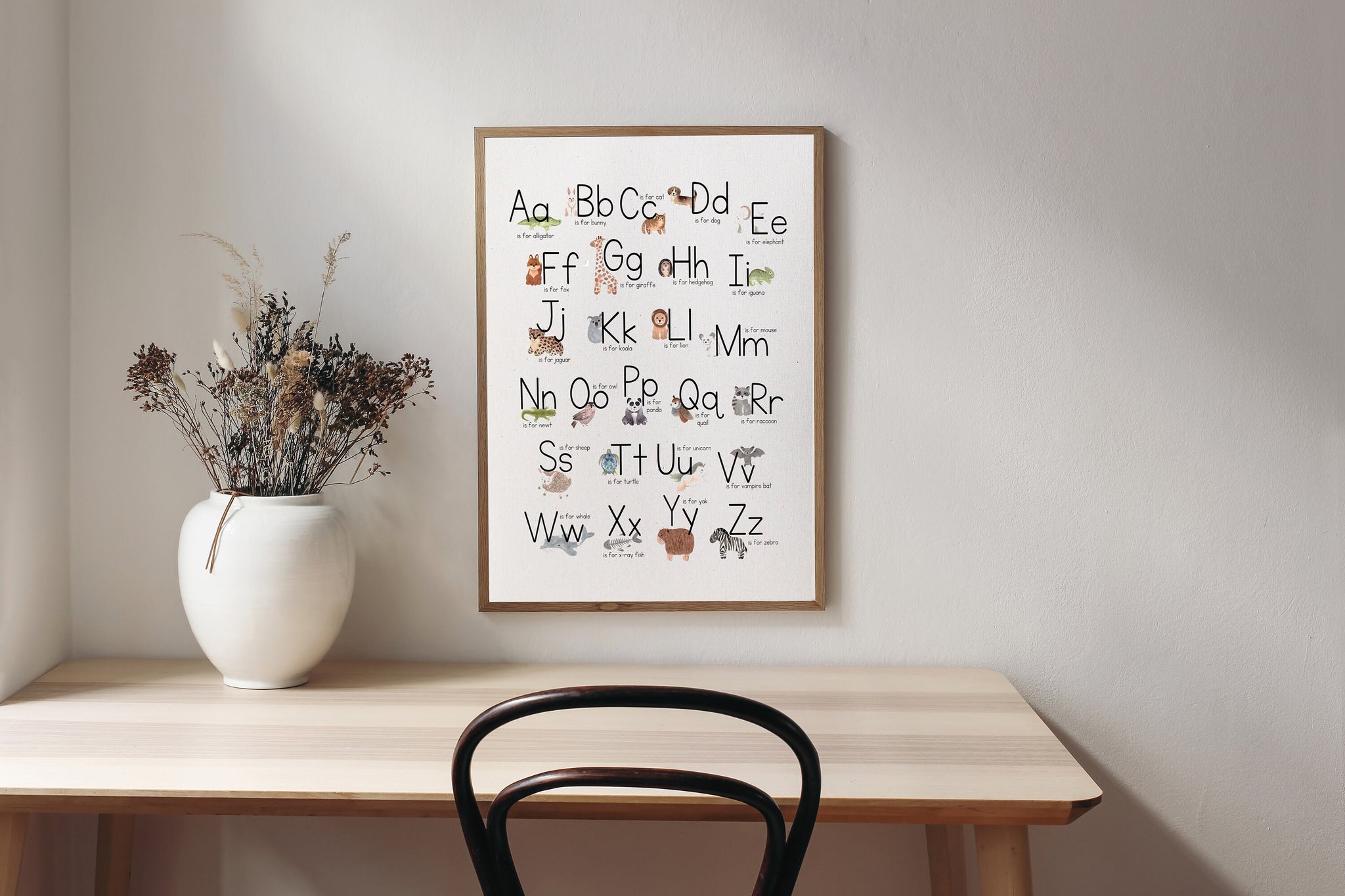 Alphabet with animals/nursery art/schoolroom art/canvas art print/canvas print/wall decor/wall art