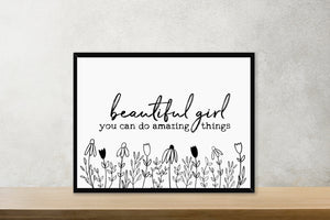 beautiful girl you can do amazing things/canvas art print/wall decor/home decor