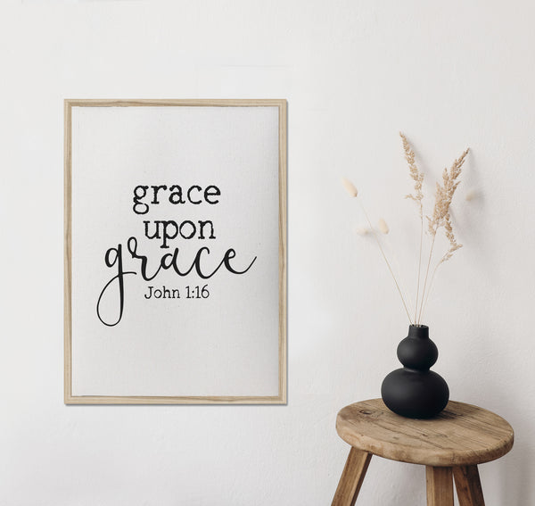 Grace upon grace/John 1:16/wall art/home decor/canvas wall art