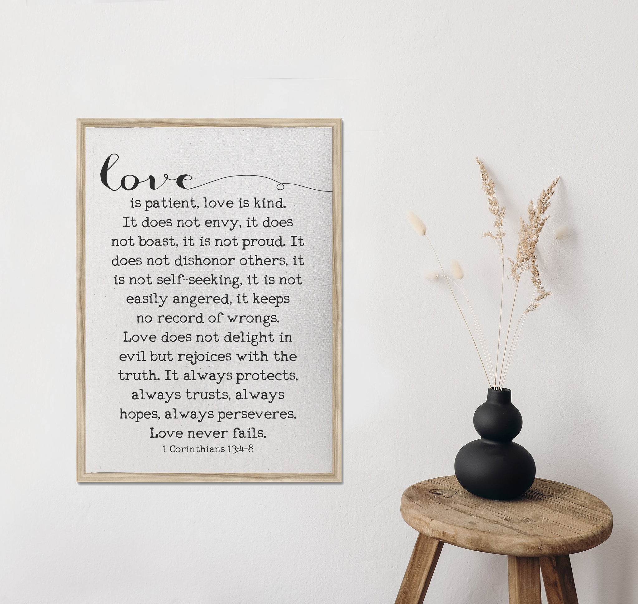 1 Corinthians 13:4-8/love is patient kind/canvas art print/wall art/canvas print/wall decor
