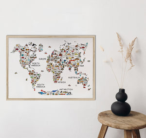 World map/travel world map/nursery art/schoolroom art/canvas art print/wood sign/canvas print/wall decor/wall art