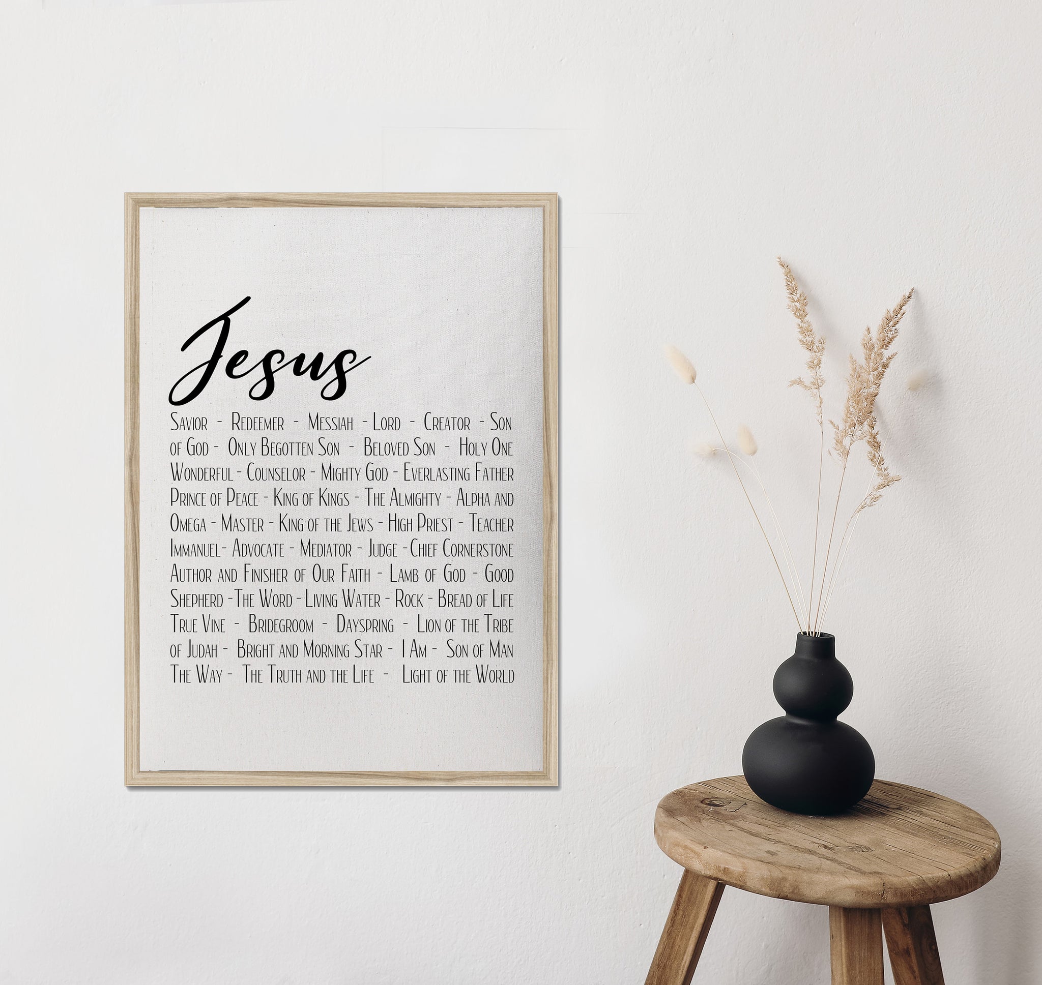 Jesus/names of jesus/religious/home decor/canvas wall art